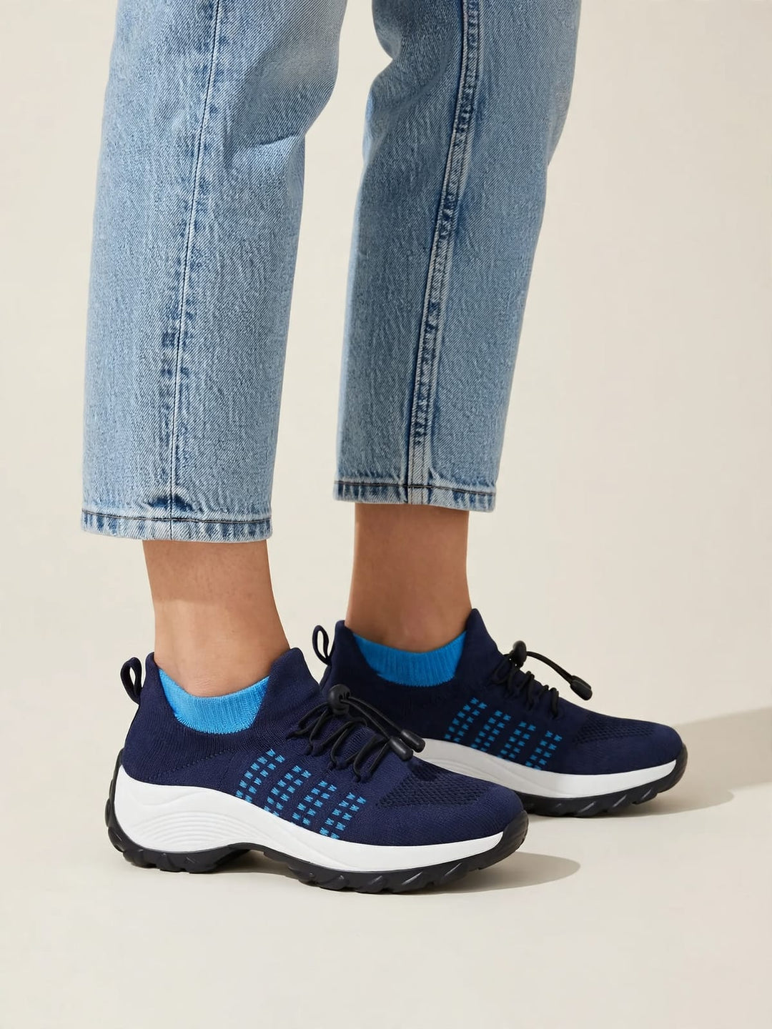 Ambulo | Comfortschoenen van gebreide stof, blauw/marineblauw