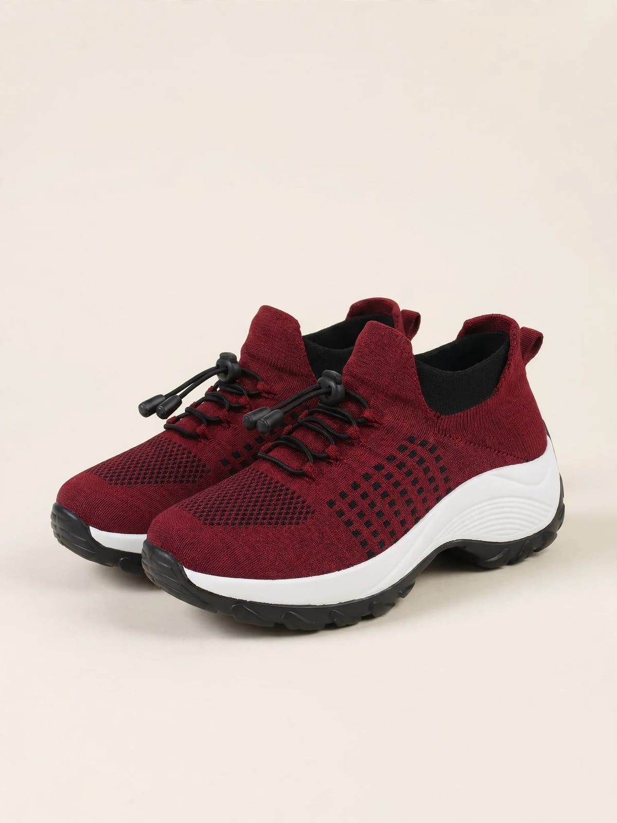 Ambulo – gebreide comfortschoen rood – Productfoto driekwart