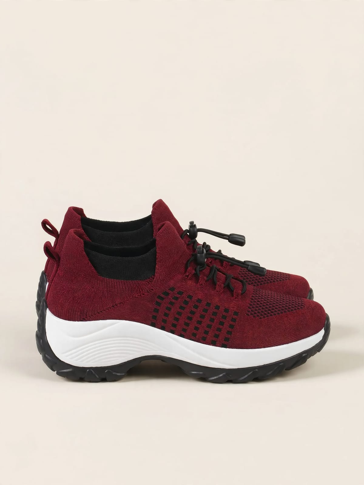 Ambulo – gebreide comfortschoen rood – Productfoto zijkant