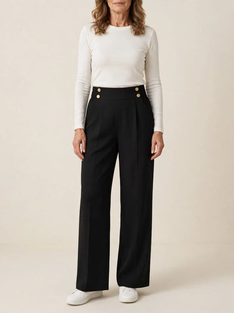 Anita | Fijne rechte casual broek met mooie details