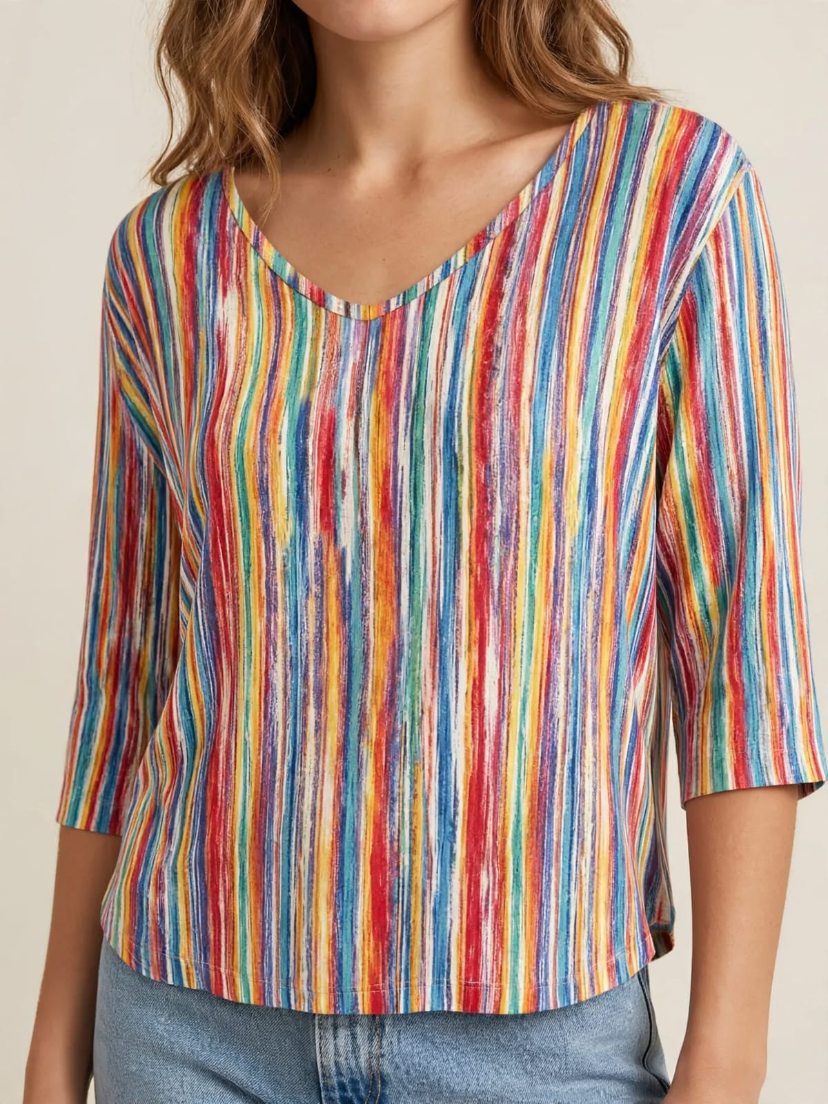 Belinda – kleurrijk gestreept T-shirt – Detail