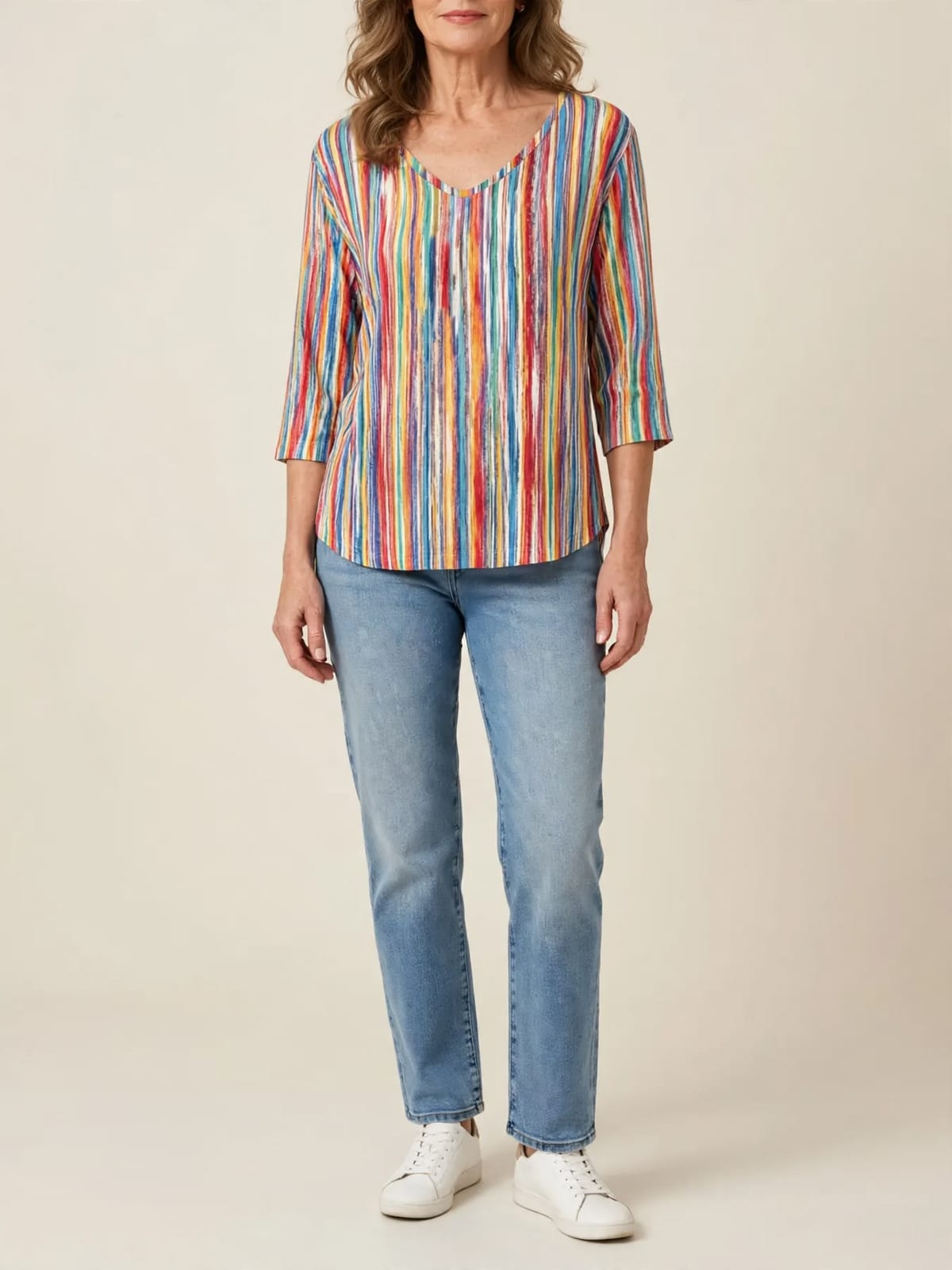 Belinda – kleurrijk gestreept T-shirt – Hele lengte