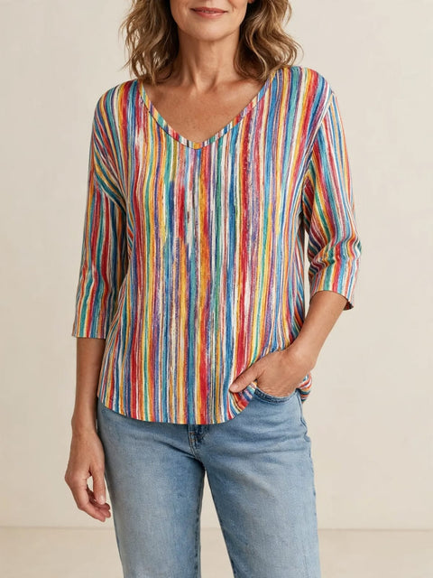 Belinda | Kleurrijk gestreept t-shirt