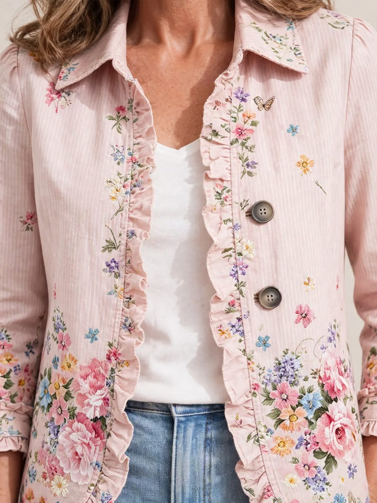Bettany – roze jasje met bloemen – Detail