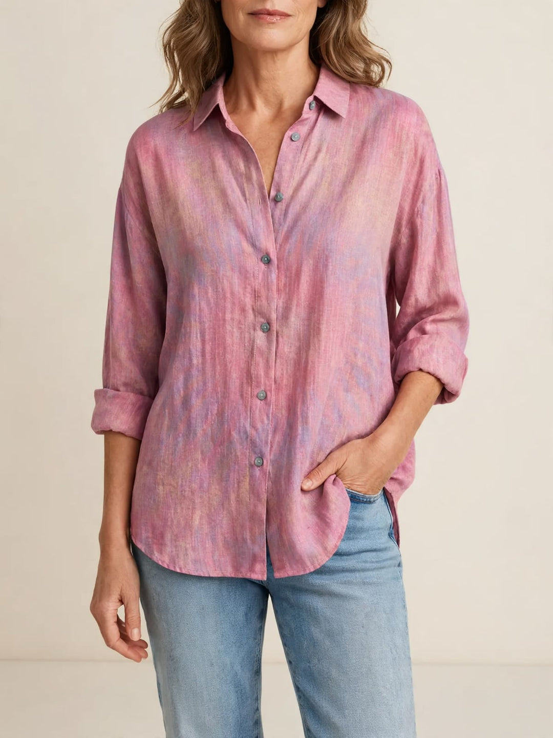 Zachtroze blouse voor elke dag