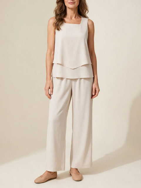 Tweedelige set met mouwloze top en broek