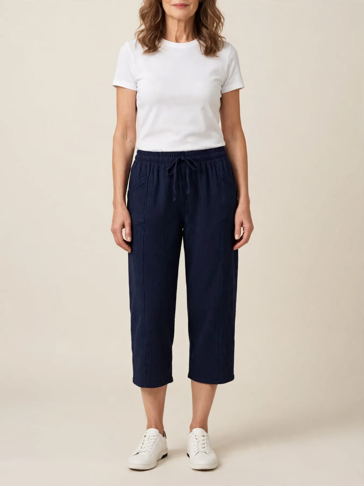 Cécile – comfortabele driekwart broek – Marineblauw – hele lengte