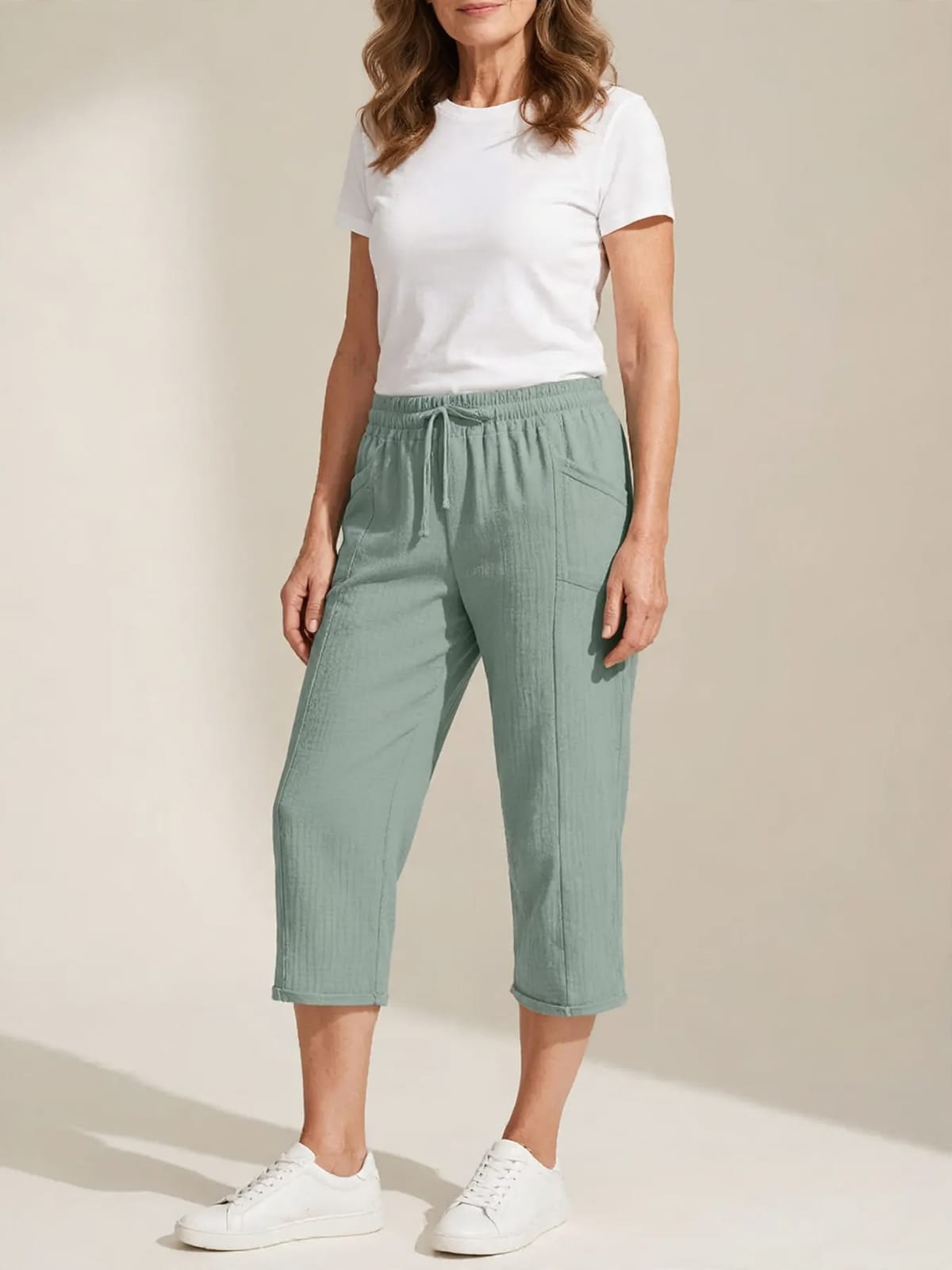 Cécile – comfortabele driekwart broek – Muntgroen – hele lengte driekwart