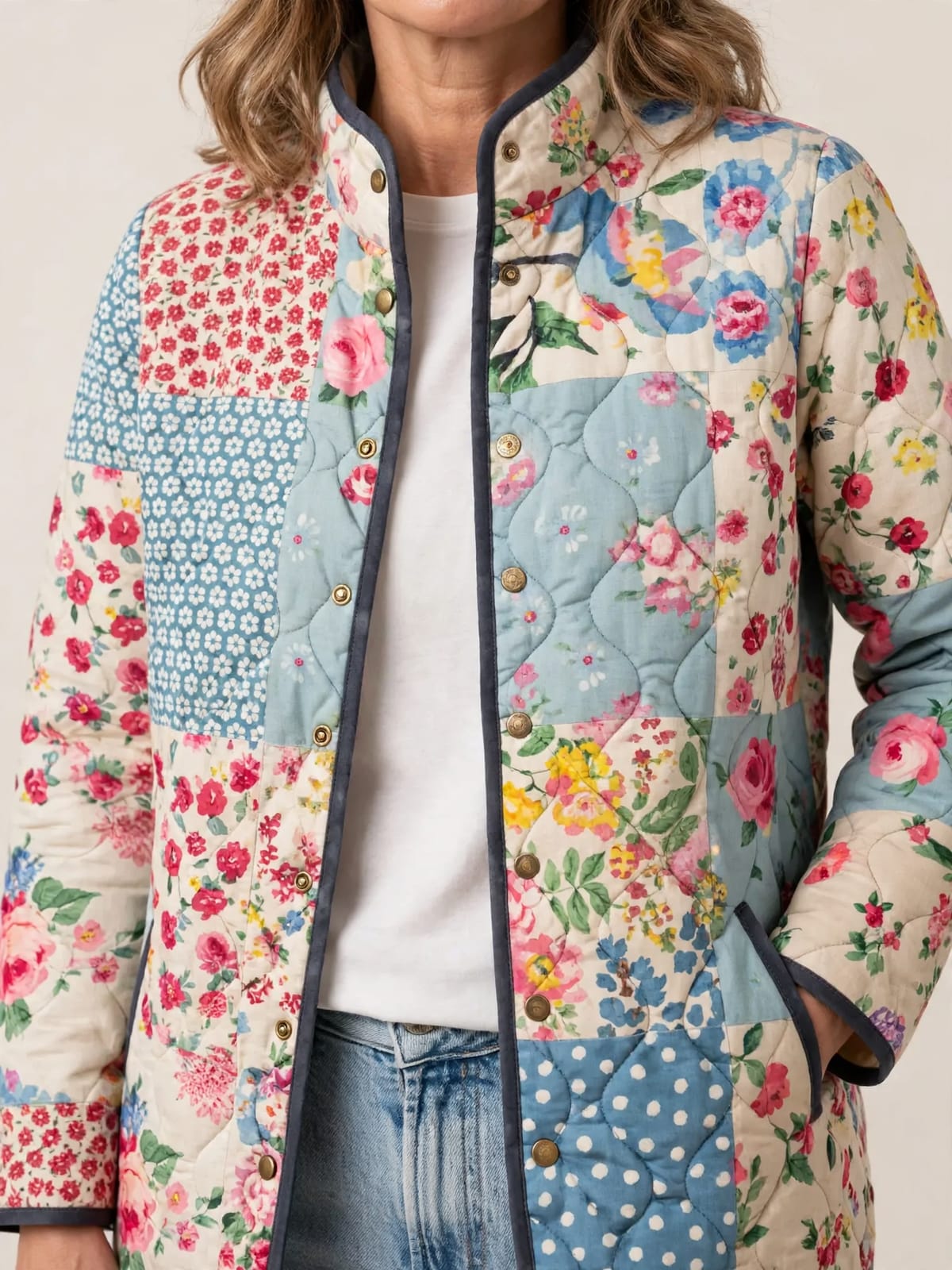 Chloé – gequilt patchwork bloemenjasje – Detail