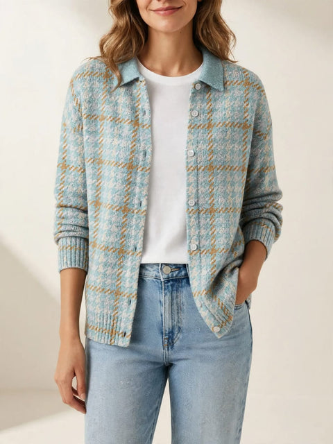 Clara | Luchtig geruit vest met knopen