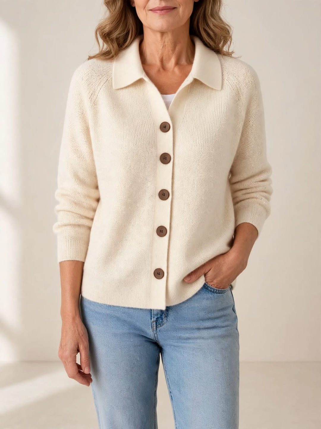 Clementine | Gebreid vest met knopen