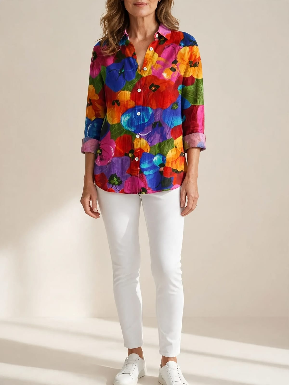 Cornelia – blouse met kleurrijke print – Mix 2 – hele lengte
