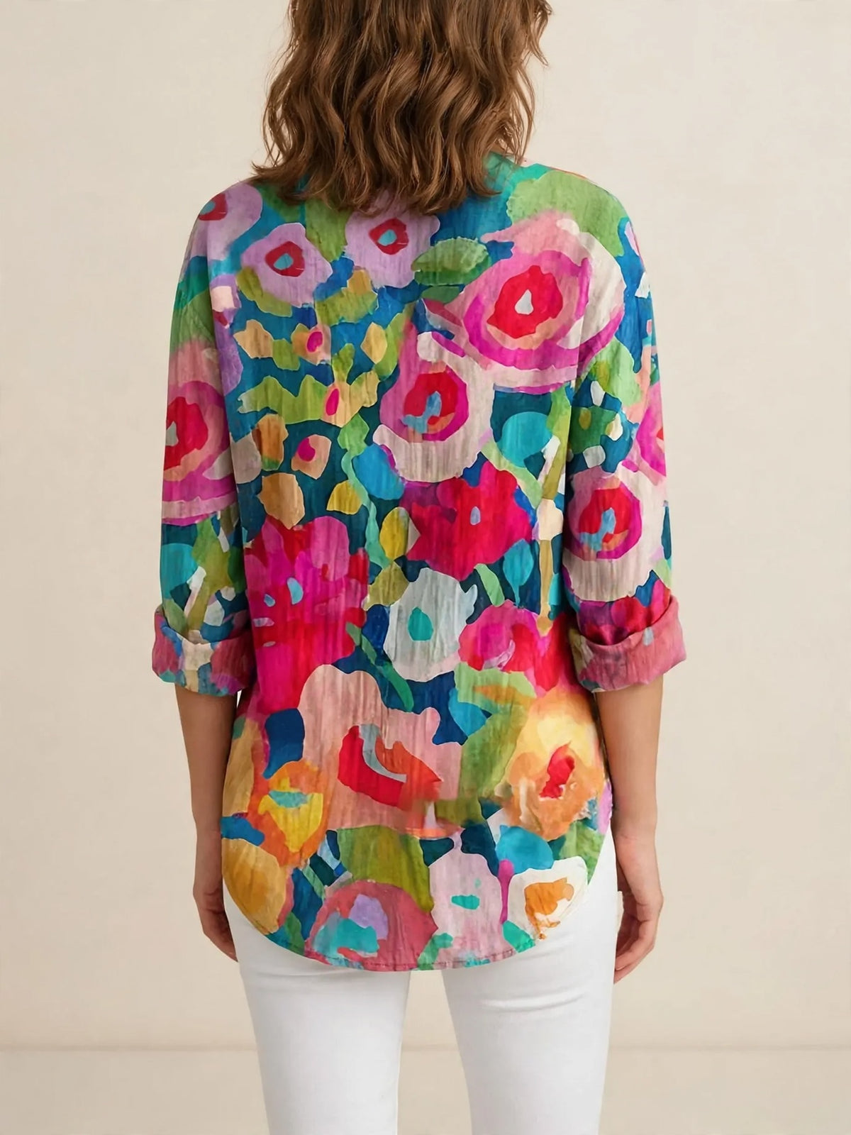 Cornelia – blouse met kleurrijke print – Mix – achterkant
