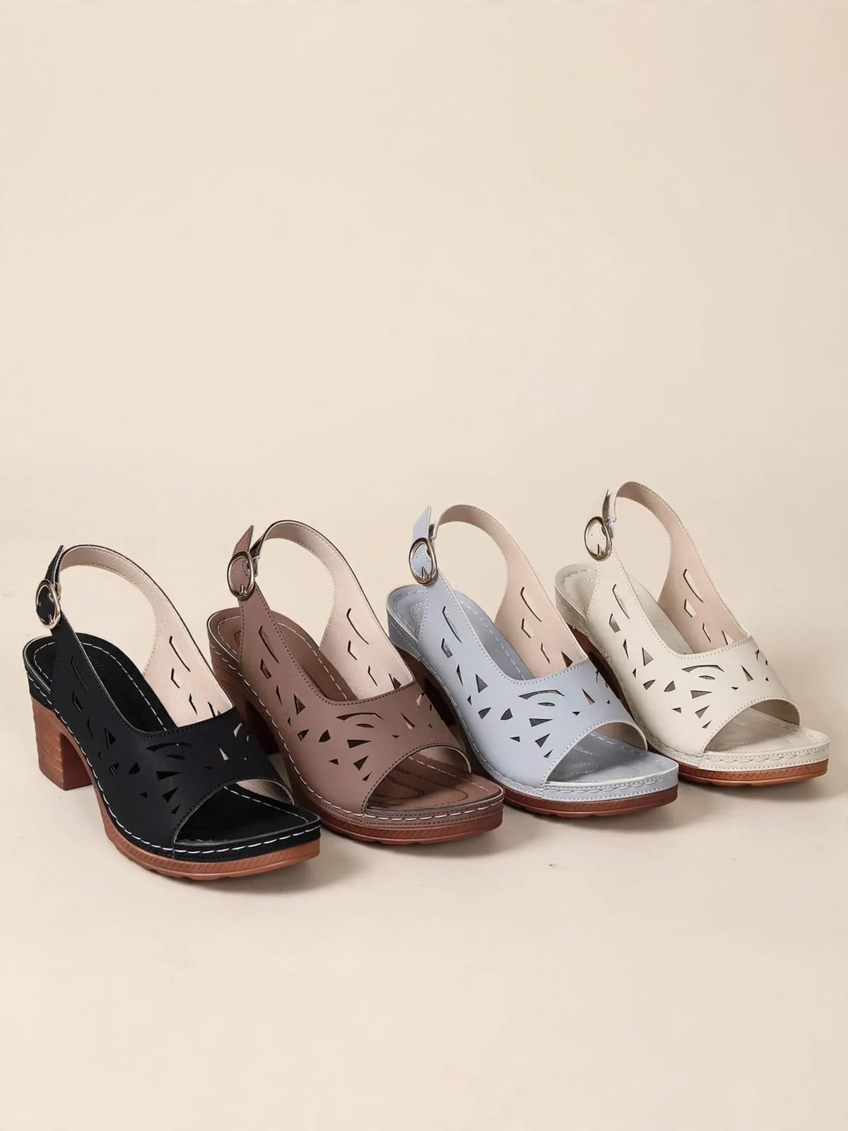 Corrina – slingback sandaal met blokhak – Kleurenoverzicht (4 kleuren)