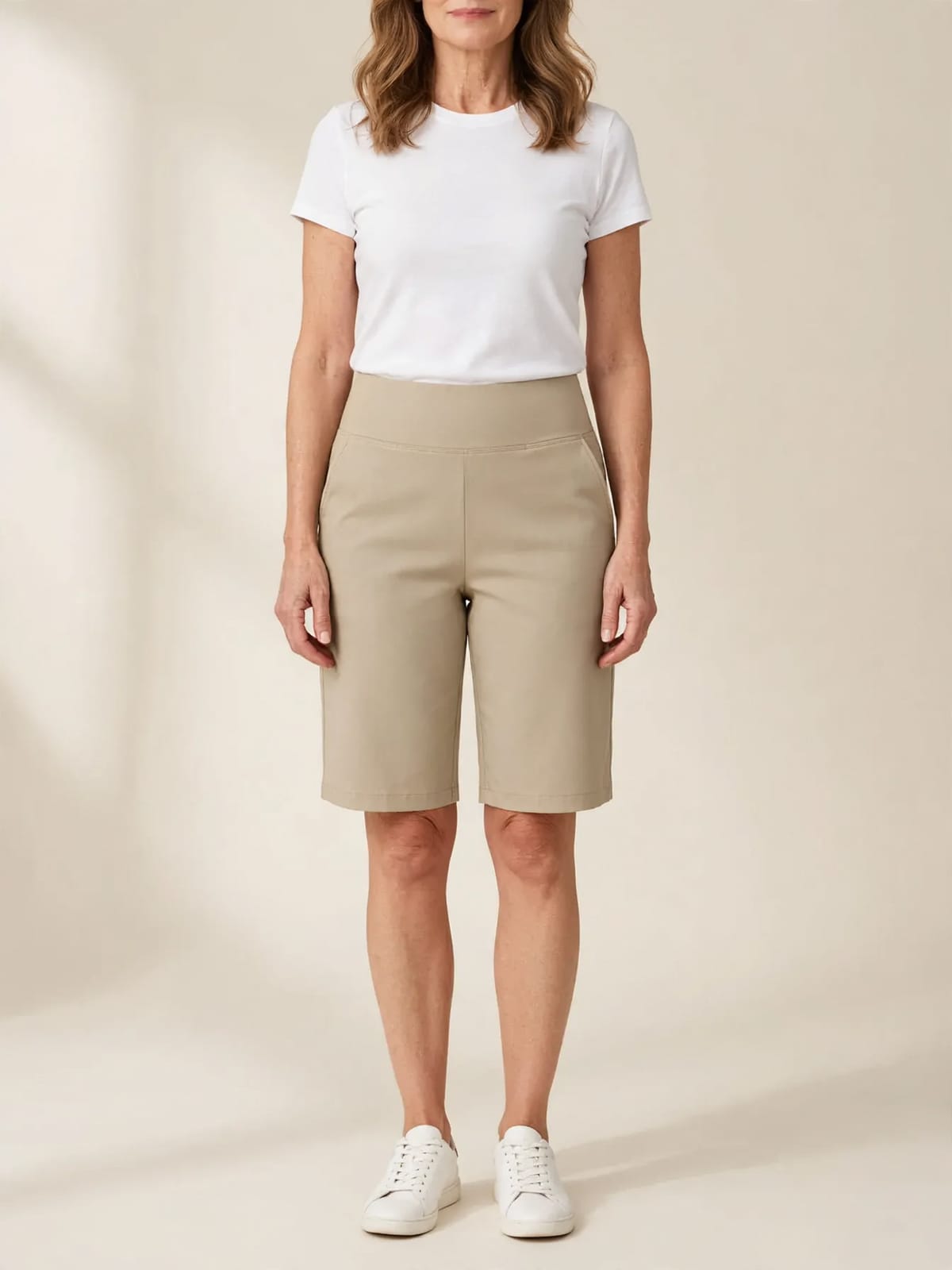 Corrina – sportieve bermuda – Khaki – hele lengte