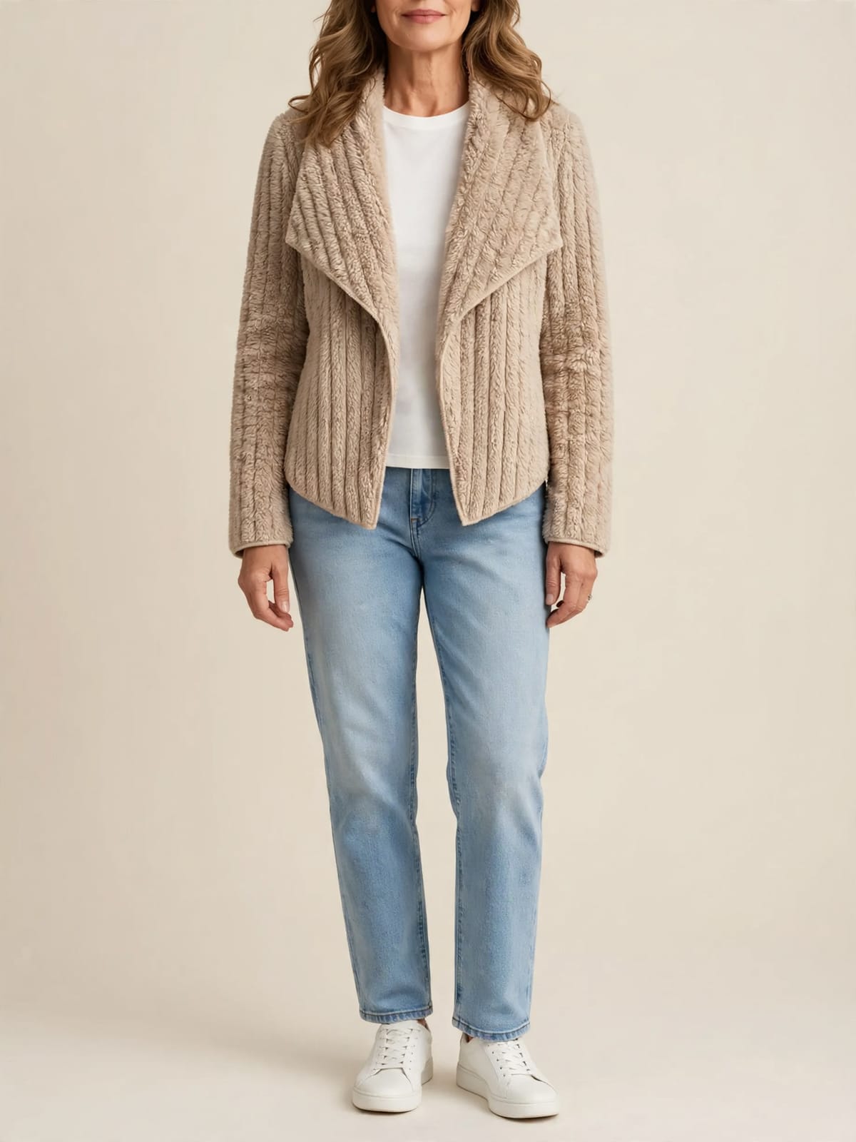 Danisha – teddy vest met ribstructuur – Hele lengte