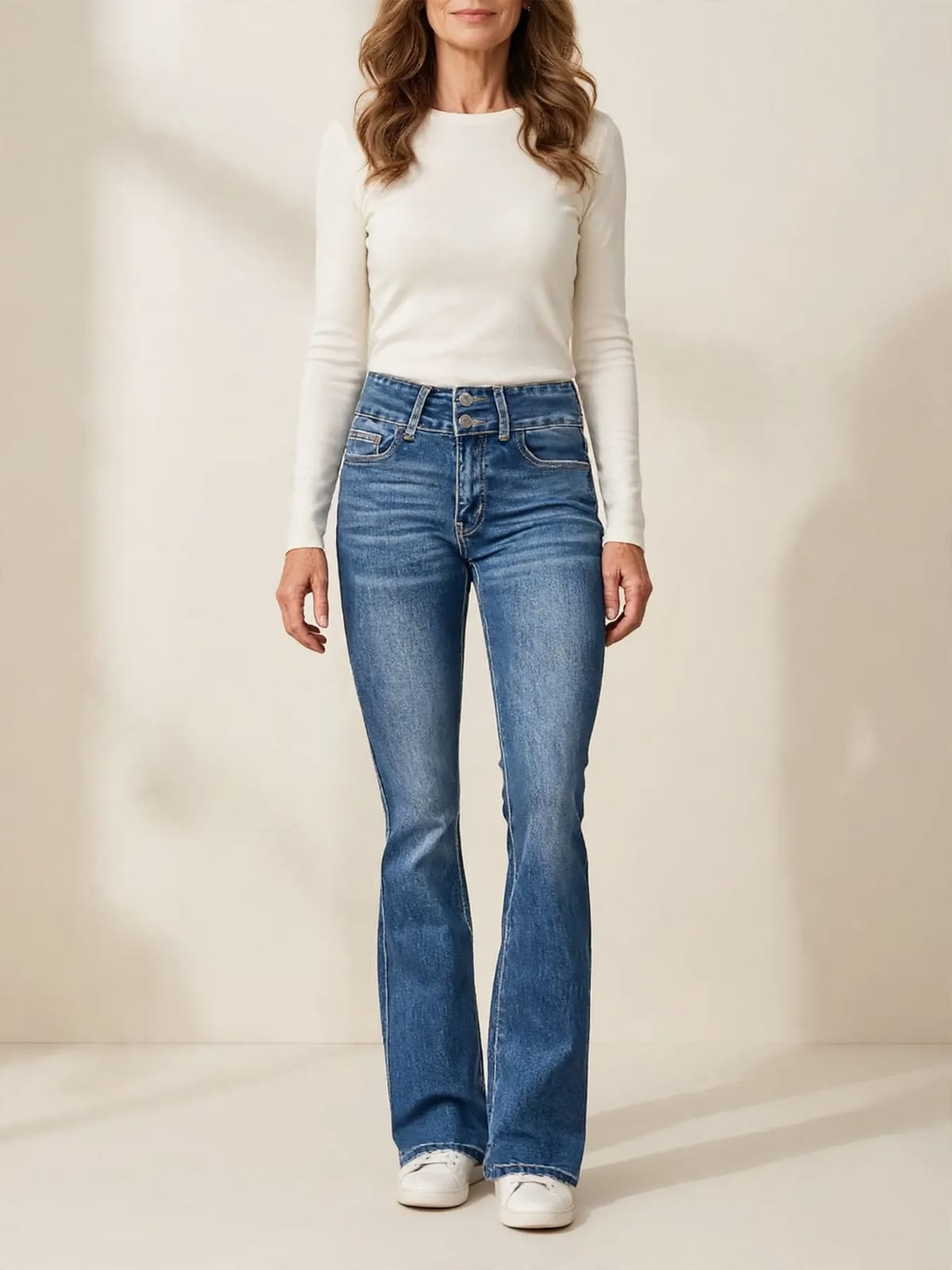 Dinne – aansluitende stretch jeans – Oceaanblauw – hele lengte