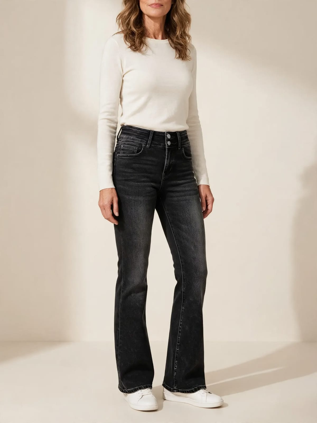 Dinne – aansluitende stretch jeans – Zwart – hele lengte driekwart