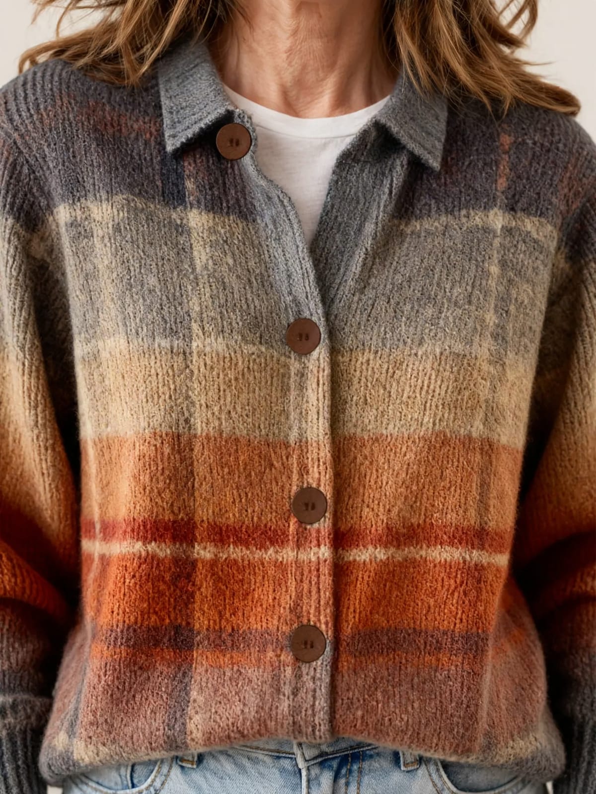 Edith – geruit ombré vest – Detail
