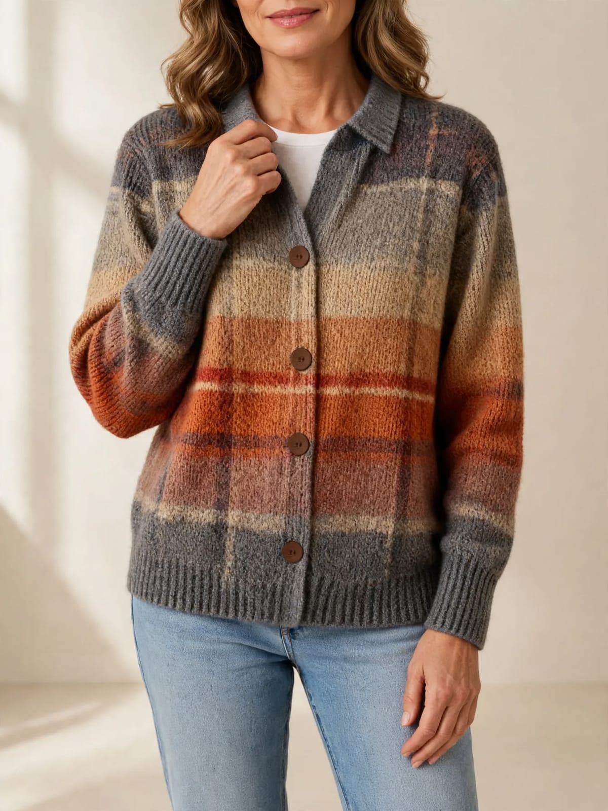 Edith – geruit ombré vest – Gesloten