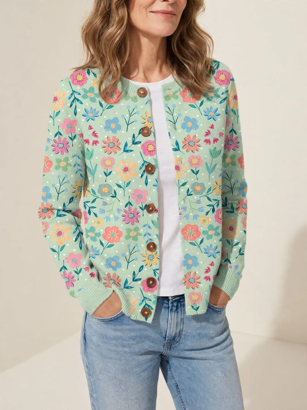 Foxfield – vintage bloemenvest – Driekwart