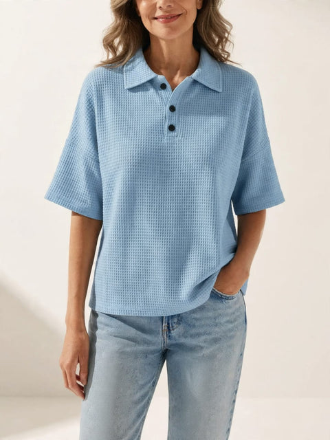 Gisela | Comfortabele wafelblouse met polokraag