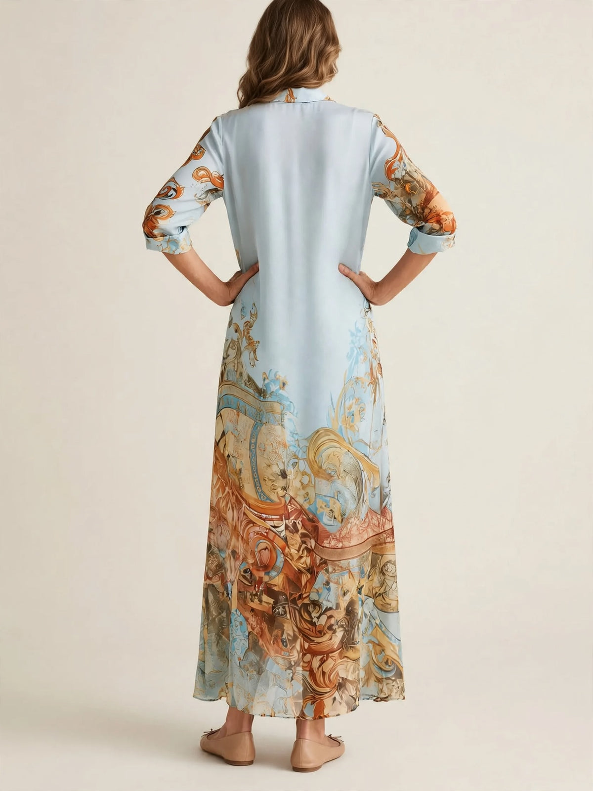 Ingrid – mediterrane maxi-blousejurk – Achterkant