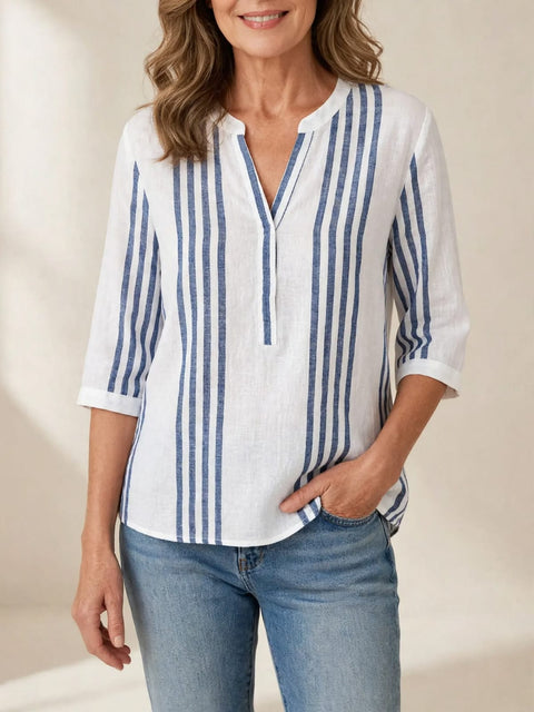 Isabeau | Luchtige gestreepte blouse met V-hals