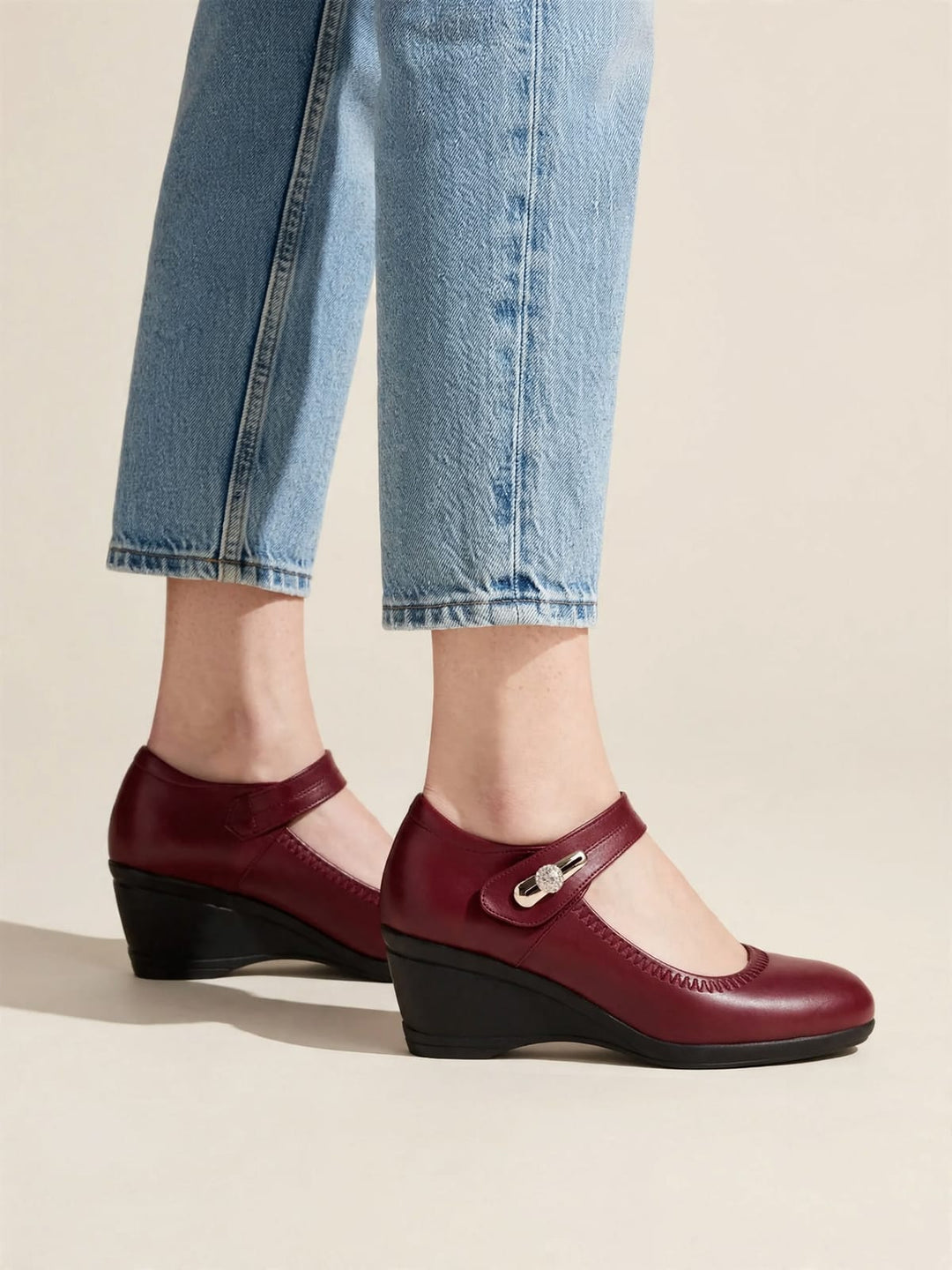 Jacoba | Zachte leren schoenen met hak en antislipzool
