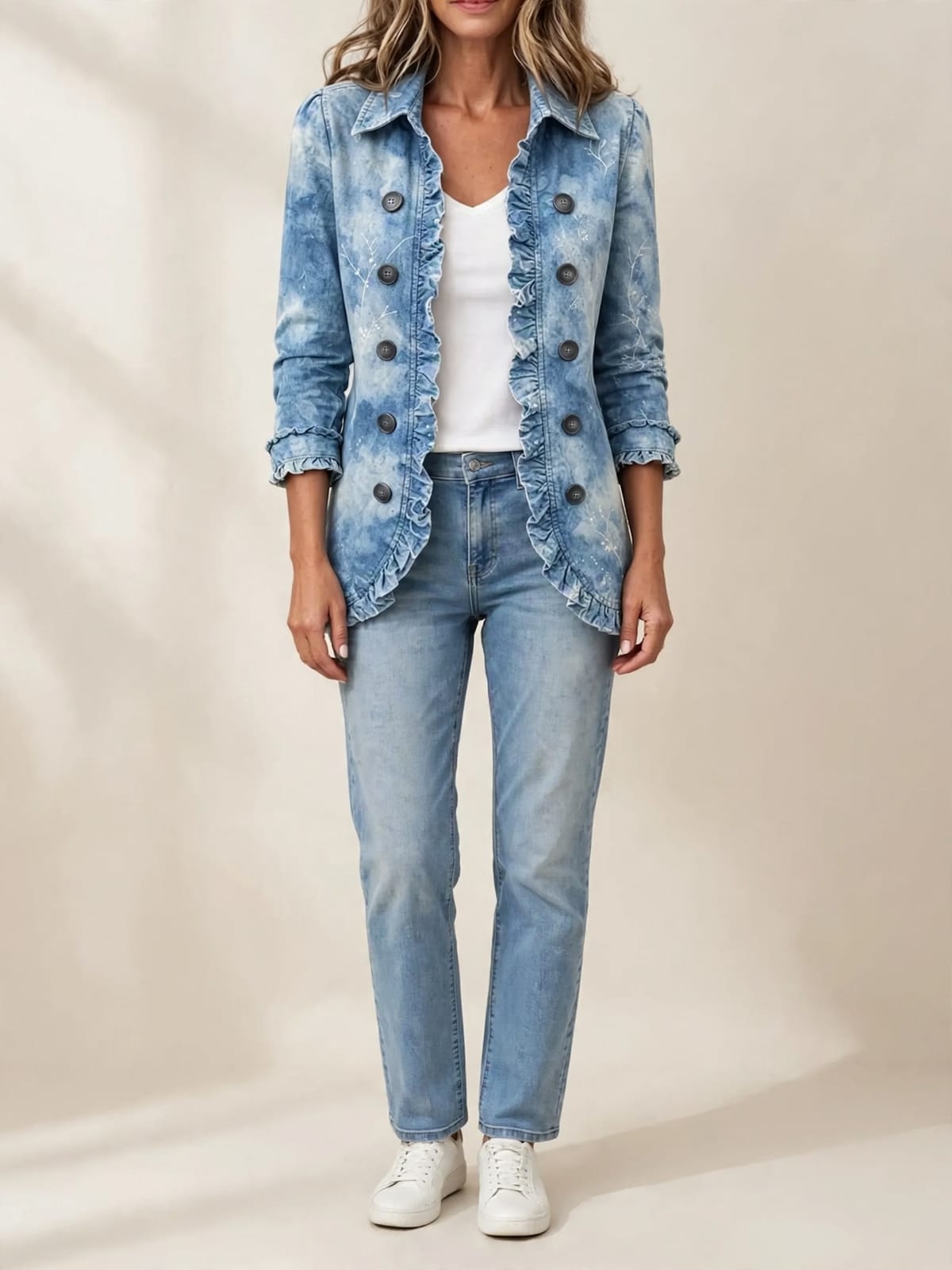 Jemison – vintage botanisch denim jasje – Hele lengte
