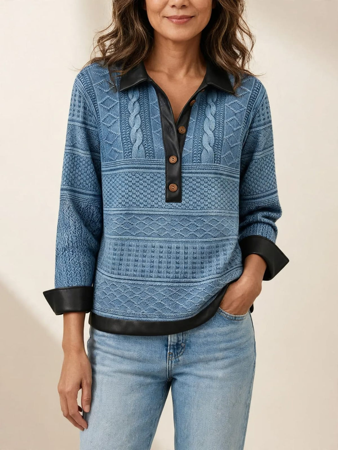 Josselyn | Sweatshirt met knoopsluiting en kraag