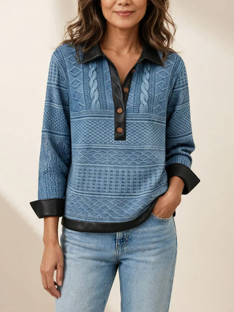Josselyn | Sweatshirt met knoopsluiting en kraag