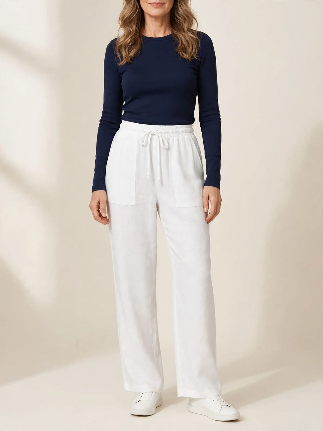 Karlijn | Comfortabele linnen broek met wijde pijpen