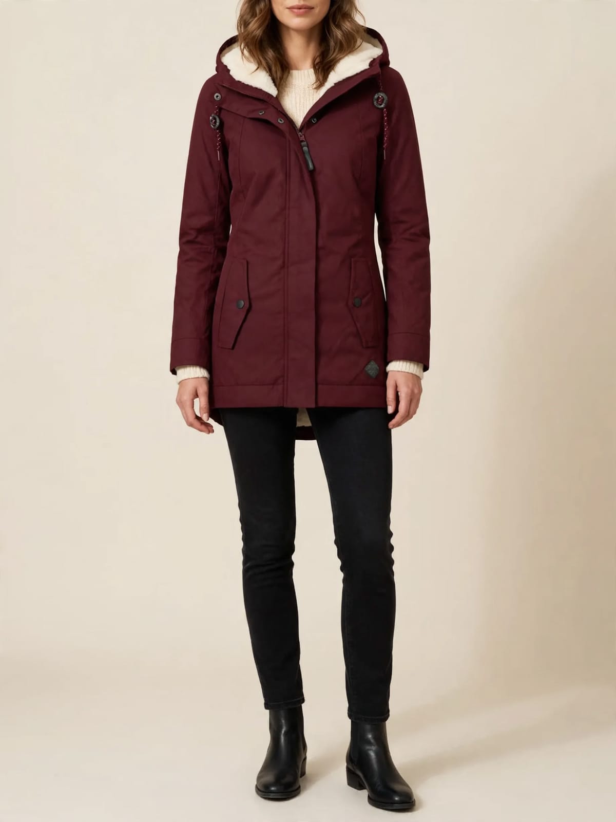 Kirsten – waterdichte winterjas – Rood – hele lengte