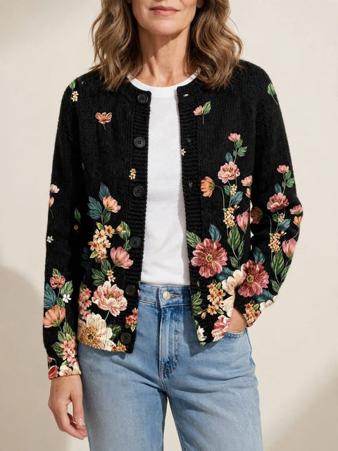 Kivara | Vintage cardigan met bloemen