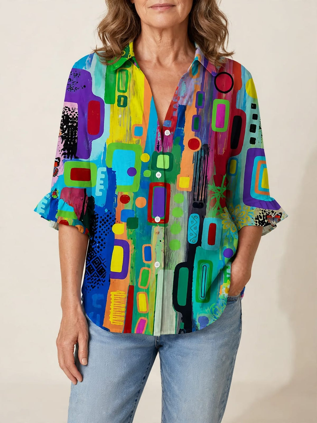 Lichte en kleurrijke gedrukte blouse