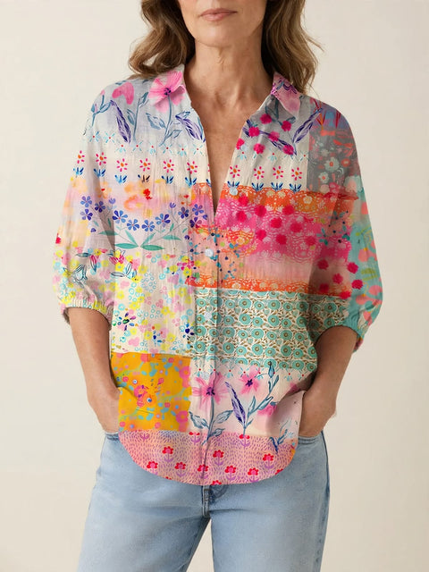 Lichte en kleurrijke blouse met print