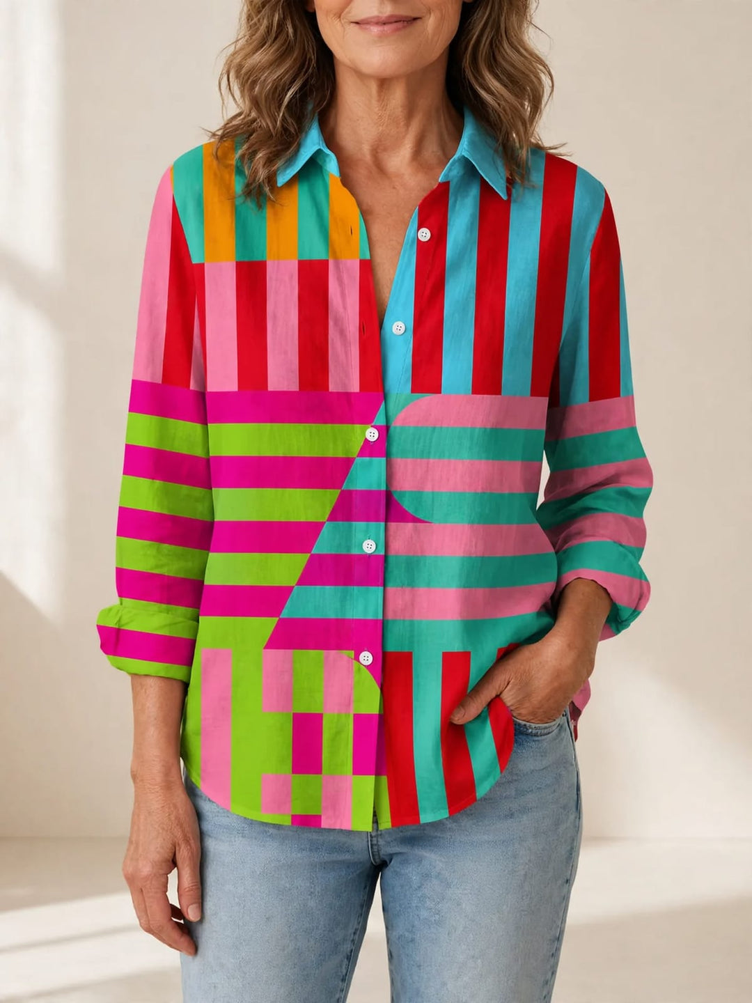 Lichte en kleurrijke blouse met print