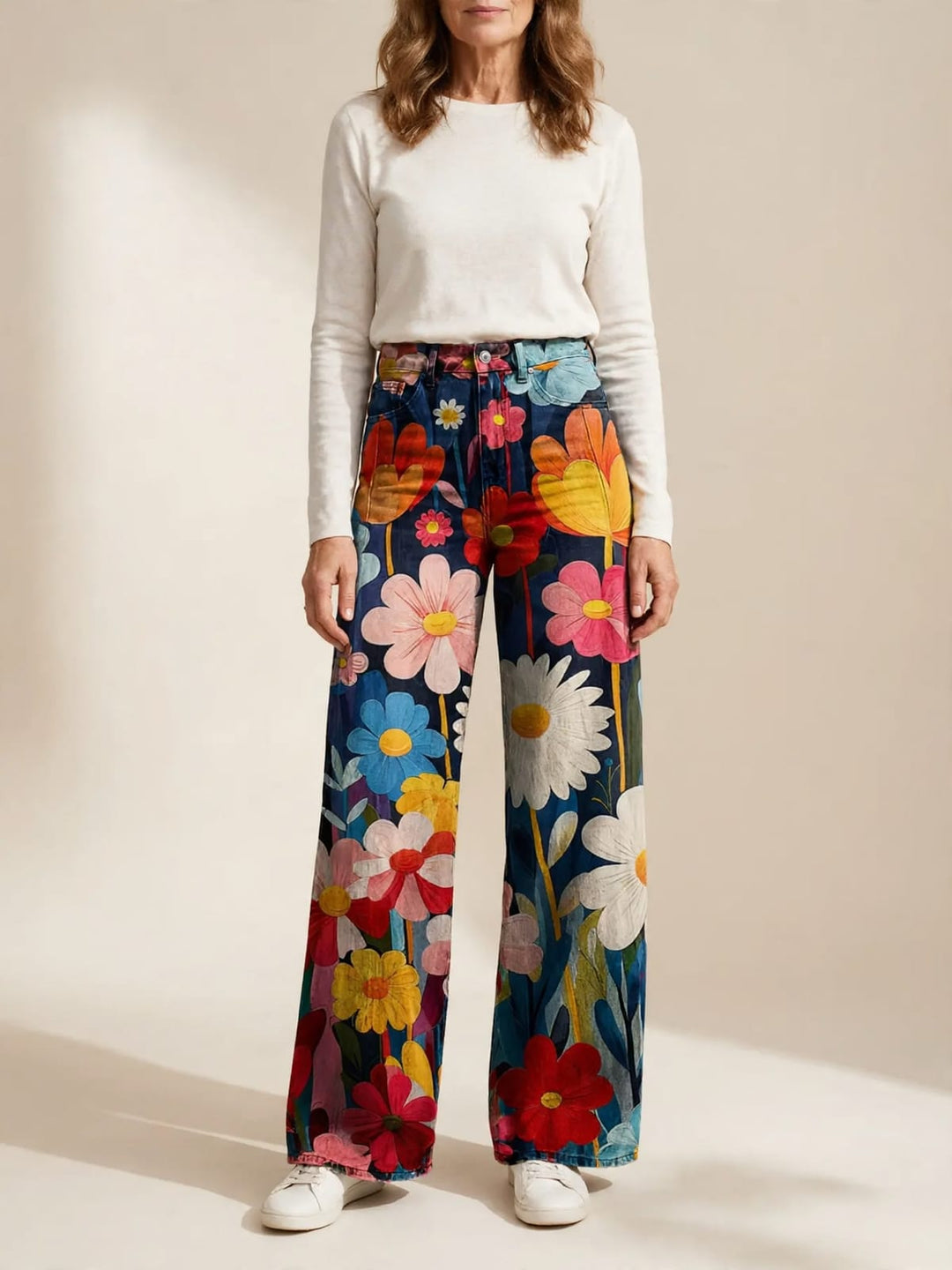 Léna | Wijde broek met bloemenprint