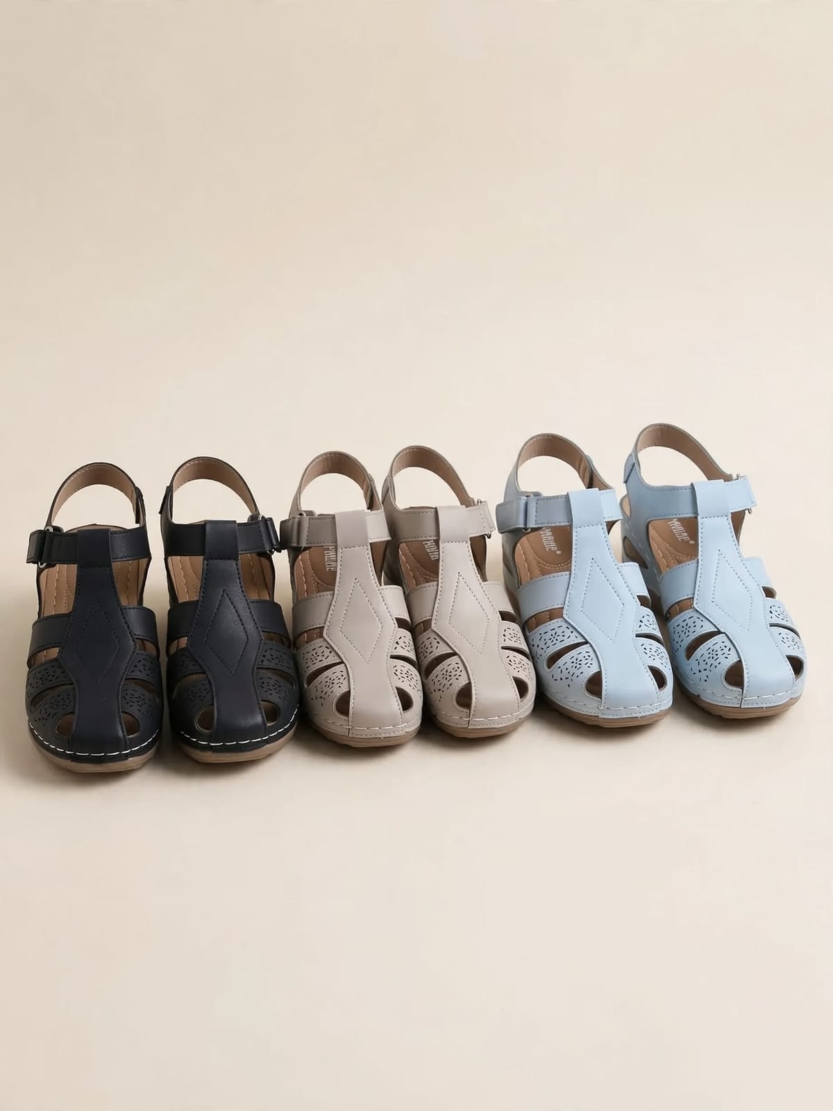 Liva – comfort sandalen met klittenband – Kleurenoverzicht (4 kleuren)