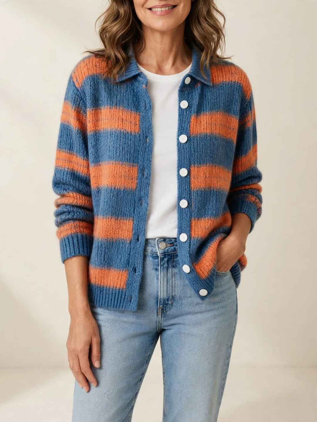 Livia | Gestreepte gebreide cardigan