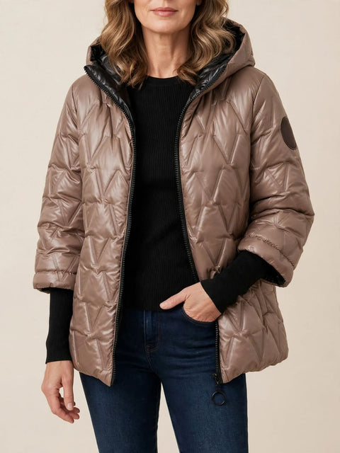 Lou | Jas met capuchon en diamanten patchwork