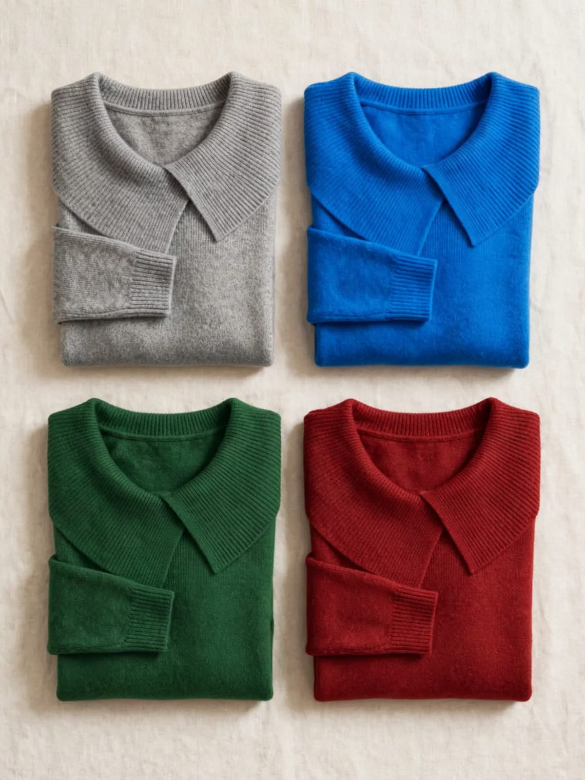 Lucy – warme trui met zachte kraag – Kleurenoverzicht 1/2 (4 kleuren)