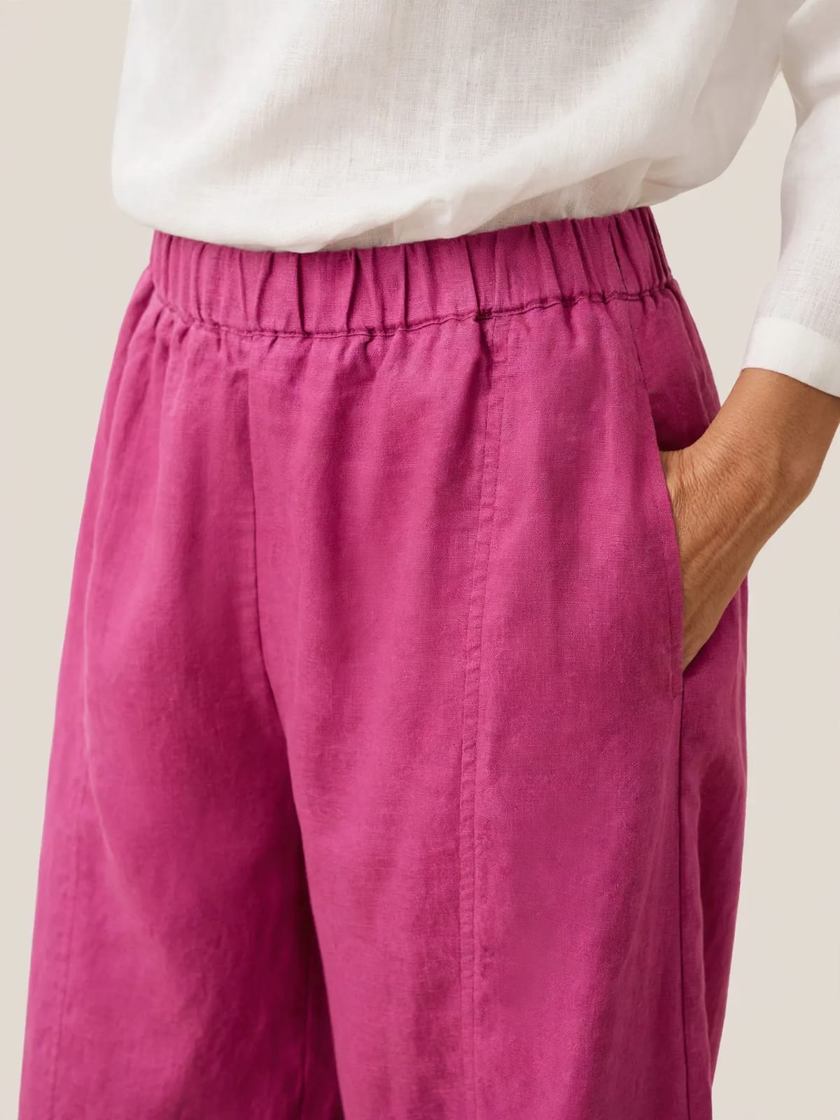 Maeve – katoen-linnen broek – Roze – detail