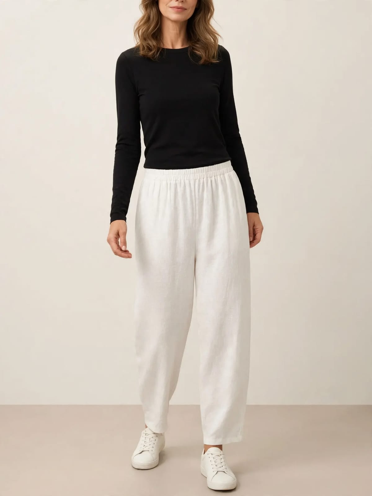 Maeve – katoen-linnen broek – Wit – hele lengte
