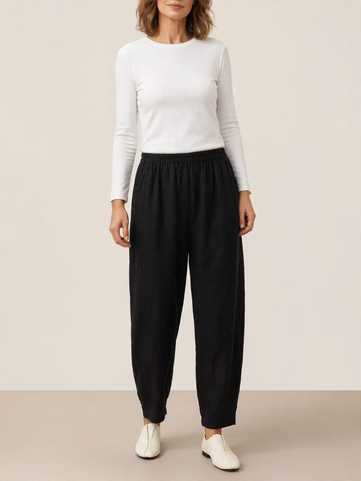 Maeve – katoen-linnen broek – Zwart – hele lengte