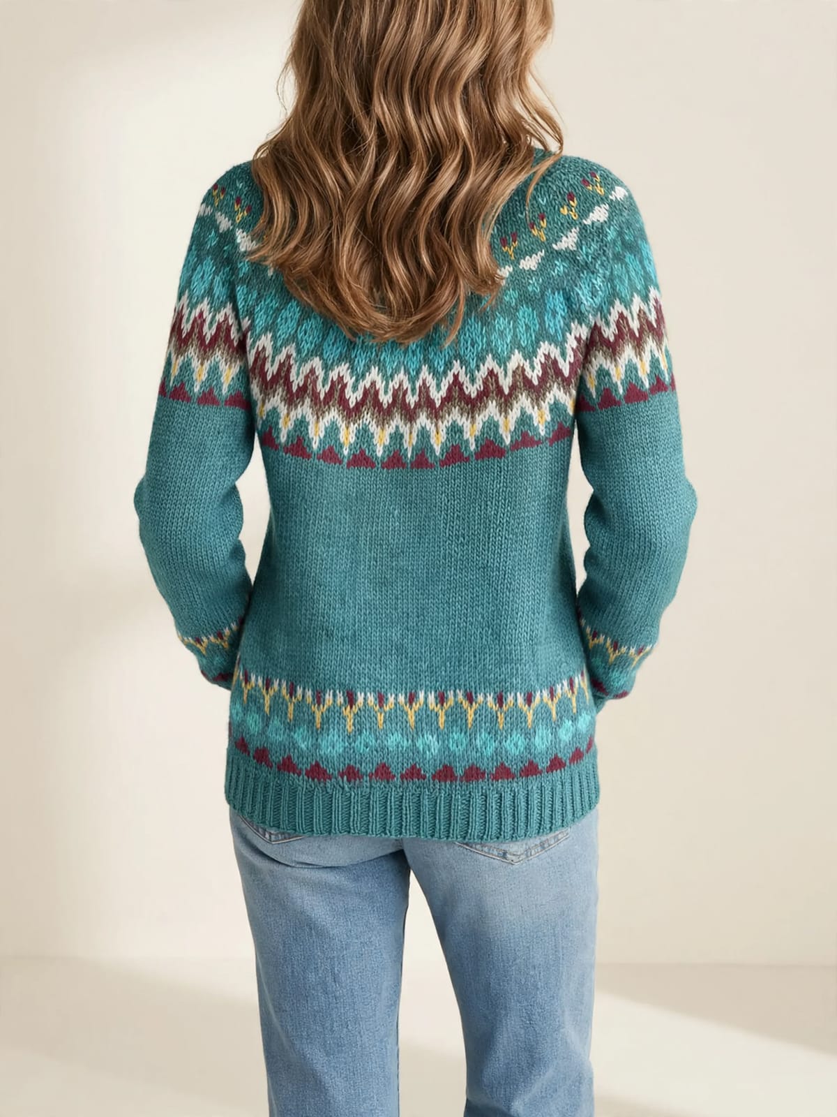 Magda – kleurrijke vintage trui – Achterkant