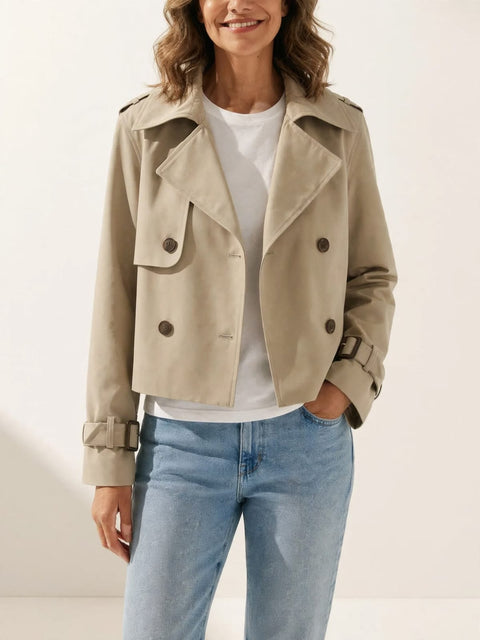 Marianne | Korte trenchcoat met dubbele knopenrij