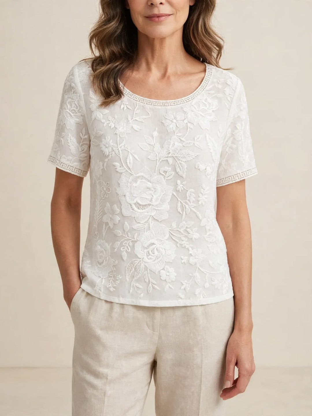 Maxime | Witte vintage bloemenprint blouse