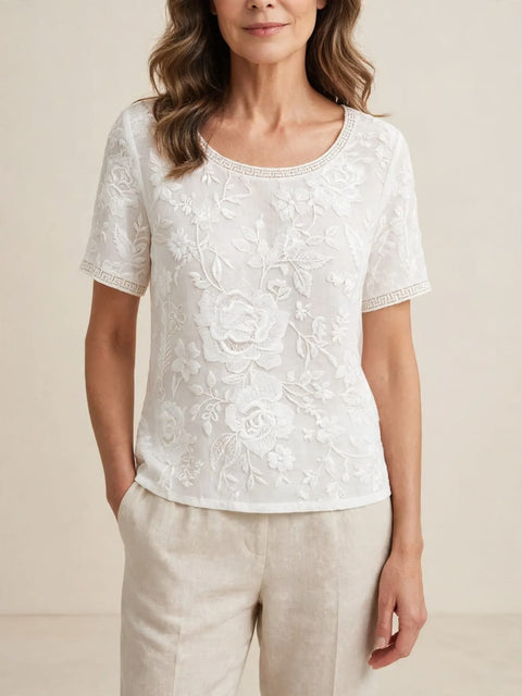 Maxime | Witte vintage bloemenprint blouse